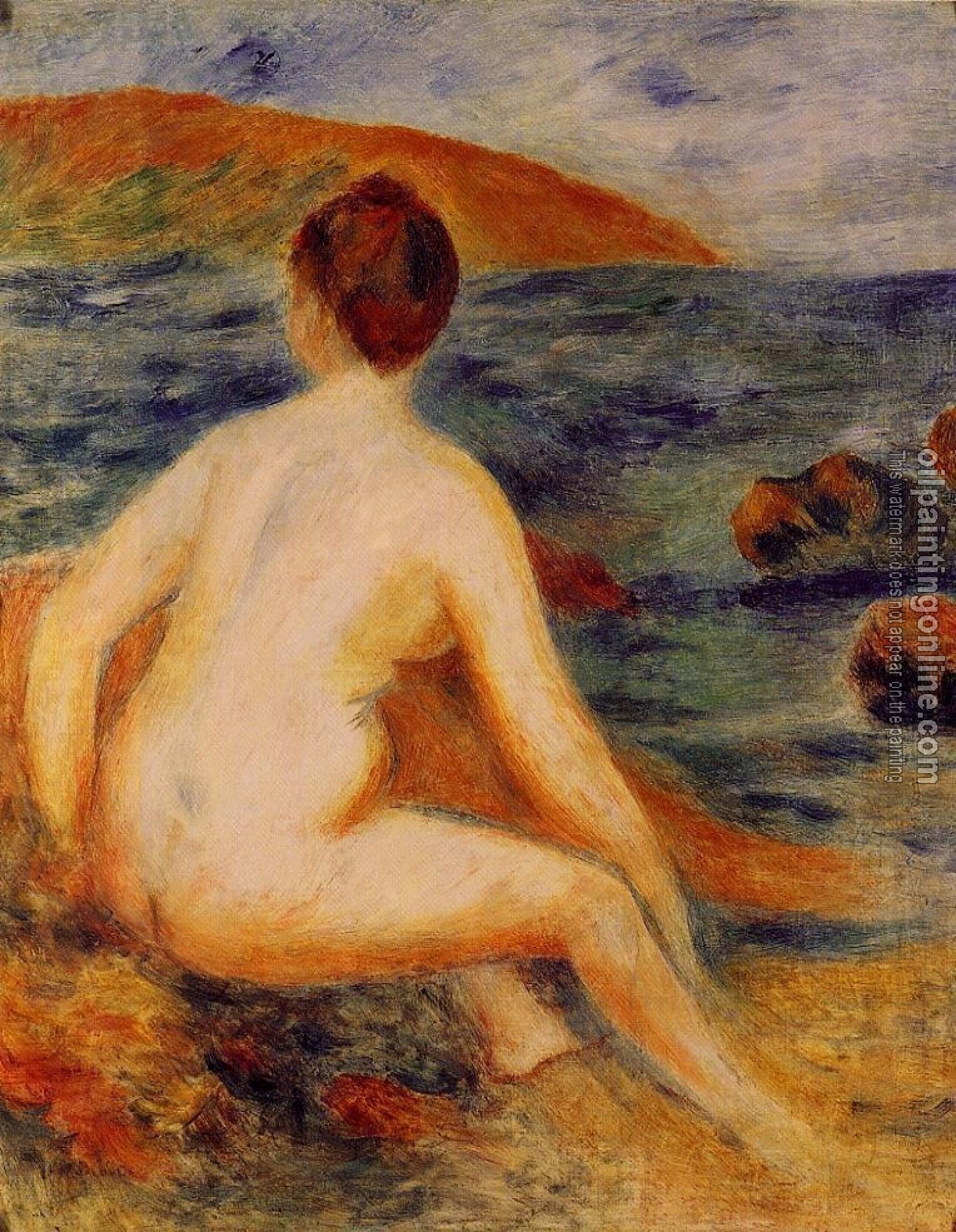 Renoir, Pierre Auguste - Nude Bather Seated by the Sea